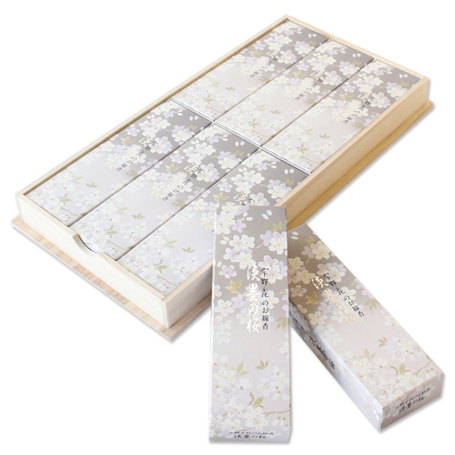 日本香堂 線香 宇野千代のお線香 淡墨の桜 桐箱サック6入